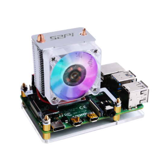 52Pi Raspberry Pi 4用冷却ファン、銅管とRGBファン搭載、アクリル