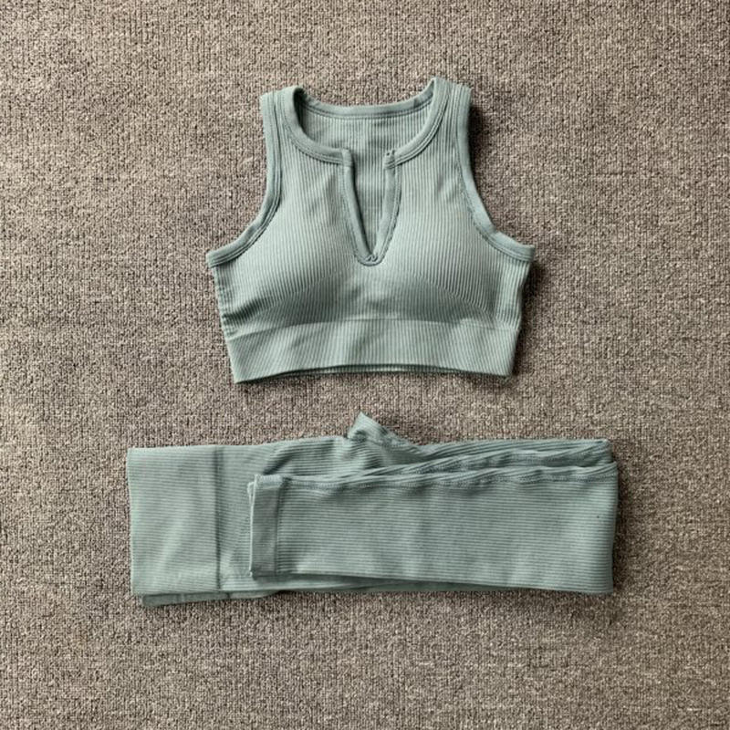 Ensemble legging soutien-gorge V bleu