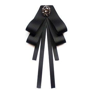 Fleur de col pour <span class=keywords><strong>uniforme</strong></span> JK féminin, nœud papillon polyvalent en ruban noir et blanc - Product Image 4