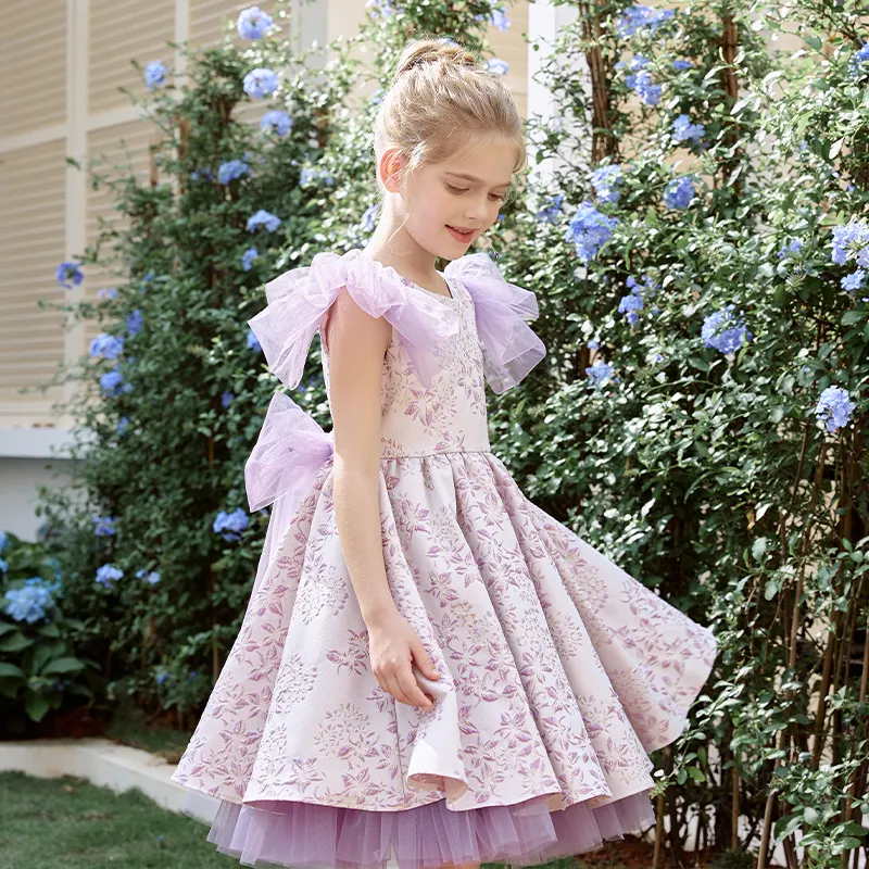 2024 nuevo vestido personalizado niñas princesa vestido ropa para niños niñas Jacquard fiesta temperamento vestido niños ropa niña