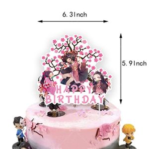 Articles de fête Thème Demon Slayer : Ballons, Bannière d'anniversaire pour fille, Ensemble de décorations de gâteau Anime, Articles de fête pour spectacle de cosplay Nezuko - Product Image 5