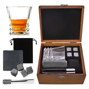 Best 2022 Men Geschenkset Officer Choice 10 Oz Whisky glas Set Valentinstag Geschenk mit Holzkiste zum Verkauf