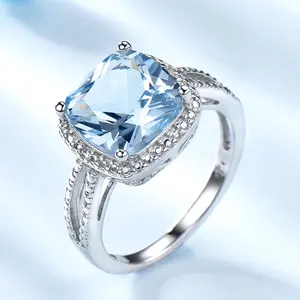 Individuelle handarbeit mode Luxus sky blau edelstein ring 925 sterling silber ring schmuck