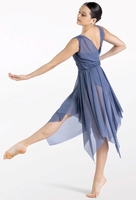 Robe de danse lyrique bleu-gris, costume de danse jazz, vêtements de pole dance, tenue d'entraînement pour filles