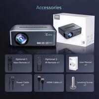 Projecteur LED domestique à commande vocale 1080P Android 9 Wi-Fi double bande pour décodage audio Keystone 8K