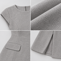 Robe Courte Ajustée Élégante à Manches Courtes Coupe Trapèze pour Femme, Idéale pour le Bureau en Été, Robe Décontractée en Mélange de Lin – Fabrication ODM