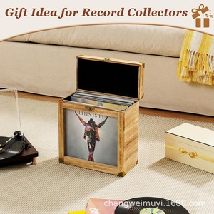 Wooden <b>Record</b> Storage Box Rectangle Solid Wood Retro Style For Vinyl Collection Storage - Product Image 3