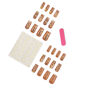 24 <span class=keywords><strong>Uñas</strong></span> Postizas <span class=keywords><strong>Largas</strong></span> <span class=keywords><strong>Cuadradas</strong></span> con <span class=keywords><strong>Diseño</strong></span> Floral <span class=keywords><strong>de</strong></span> Dragón, ABS, con Pegamento Metálico Brillante y Lima para <span class=keywords><strong>Uñas</strong></span>, Venta al por Mayor para Uso Diario - Product Image 5