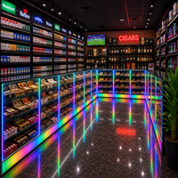 Vitrine d'exposition en verre arc-en-ciel réglable et personnalisable avec porte coulissante miroir, vitrine durable pour boutique de tabac