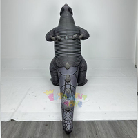 Costume de mascotte de dragon de dinosaure gonflable blanc pour adulte Fursuit King Black Macotte Noël Halloween pour adulte
