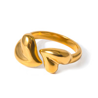 Bagues Ouvertes Cœur Européen Premium Gaovo en Acier Inoxydable Plaqué Or 18K – Bagues Tendance pour Femmes – Bijoux en Gros