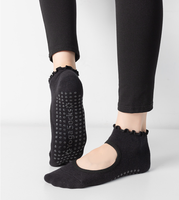 Chaussettes de yoga pour femmes en coton peigné tricoté, sans talon, antidérapantes, taille unique, pour Pilates, fitness, danse