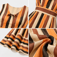Robe longue rayée vintage personnalisée pour femme, col carré, sans manches, coupe trapèze, robe d'été, vente en gros, mode boutique