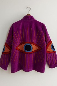 Chaqueta Étnica de Terciopelo Suzani con Bordado a Mano de Ojo Turco, Chaqueta Acolchada para Festivales, Ropa Casual de Invierno para Combinar - Product Image 2