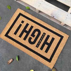 Paillasson de Noël en forme de renne, en fibre de coco, rectangulaire, pour extérieur, rouge avec motif blanc, emballage individuel - Product Image 5