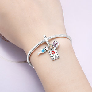 Pendentif original en laiton blanc au design de niche, motif pulsation de vie, accessoire de bracelet DIY, cadeau créatif - Product Image 6