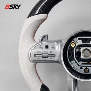 Volant en cuir blanc et fibre de carbone 809 personnalisé, adapté aux Mercedes Benz A/C/E/G GT <span class=keywords><strong>63</strong></span>/CLS/CLA/E200/<span class=keywords><strong>AMG</strong></span> A45 - Product Image 2