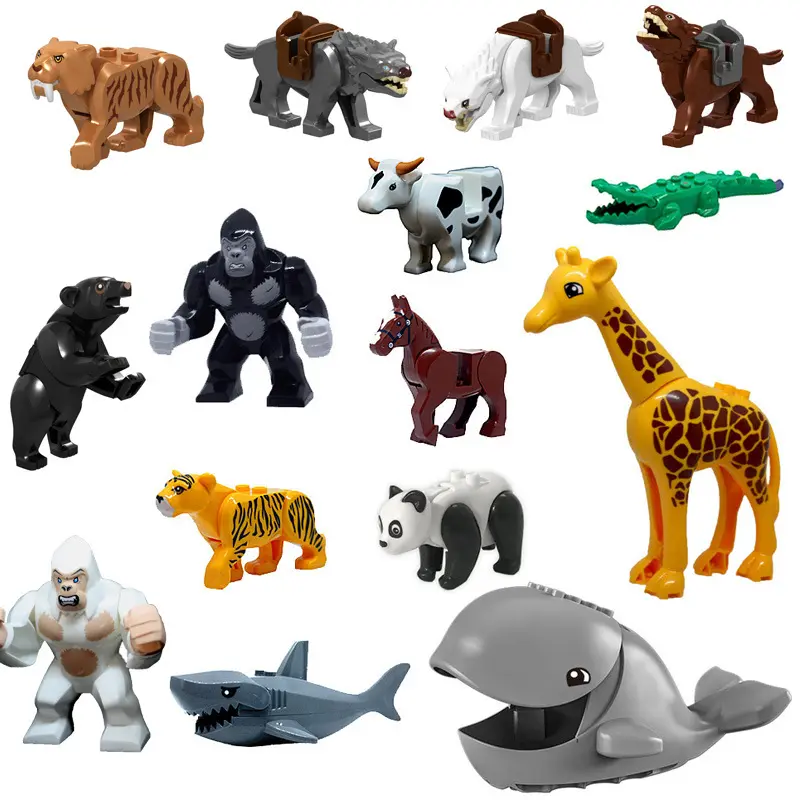 Animals Block Toys Dinosaur Park Dino Sets Educational Construction Toys for Kids Total 17 Different Animals