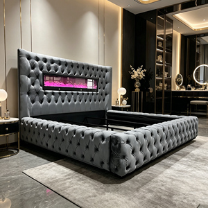 Wholesale Price Customized Bedroom Furniture <strong>Queen</strong> king <strong>Size</strong> Upholstered Soft <strong>Bed</strong> <strong>Frame</strong> with Fireplace - Product Image 3