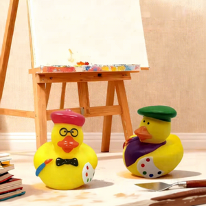 Canard en caoutchouc à thème artiste peintre, <span class=keywords><strong>jouet</strong></span> de bain flottant qui couine, en gros, pour la décoration d'atelier d'art et des idées cadeaux créatifs - Product Image 1