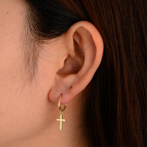 Boucles d'oreilles tendance SPJ en argent sterling S925, style hip-hop punk, croix pendante, boucles d'oreilles créoles personnalisées, bijoux de <span class=keywords><strong>mode</strong></span> pour femmes - Product Image 2