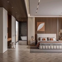 Armoire murale moderne bicolore, coiffeuse intégrée, rangement multi-zones, armoire de chambre OEM ODM