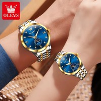 OLEVS Montres automatiques de luxe pour couple Montre mécanique étanche Cadeau d'amant Mode Phase de lune Horloge Hommes Femmes Montre-bracelet 7041
