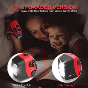 راديو AM/FM للطقس يعمل بالطاقة الشمسية وقابل للشحن عبر USB مع بنك طاقة، راديو محمول يعمل بالطاقة الشمسية وذراع يدوي مع مصباح يدوي للطوارئ - Product Image 6