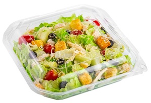 Recipientes desechables de plástico PET de dos piezas para alimentos, diseño de concha para ensaladas, delicatessen y más reciclables, 36oz - Product Image 2