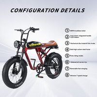 Vélo de montagne électrique avec moteur à moyeu arrière personnalisé, batterie au lithium 48V, autonomie de 65 km, frein à disque double, cadre en acier à haute teneur en carbone