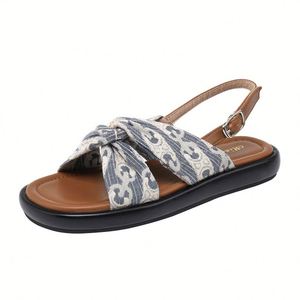 fairy Style Cross Soft Sole One Buckle <b>Sandals</b> Ladies 2026 Summer <b>Flat</b> Breathable Plus Size Seaside Casual Footwear - Product Image 4