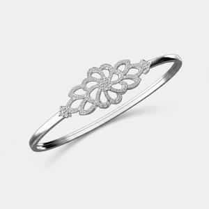Pulsera de Moda Infantil Vintage en Oro Blanco con Diamante Redondo Auténtico de 7 Pulgadas para Compromiso, Boda, Aniversario o Fiesta - Product Image 2
