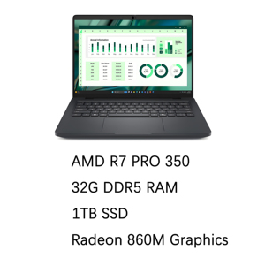 New Dell <span class=keywords><strong>Pro</strong></span> Max 14 AMD R7 <span class=keywords><strong>Pro</strong></span> 350 32 gam RAM 1t gen4 SSD 14 "FHD + Tùy chỉnh Radeon 860M đồ họa di động máy tính xách tay Máy Trạm - Product Image 1