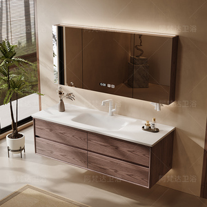 Modern MDF Bathroom Vanity Unit with <b>Smart</b> <b>Mirror</b> Lacquer Finish Wall-Mounted Base Durable Eco-Friendly Design - Product Image 2