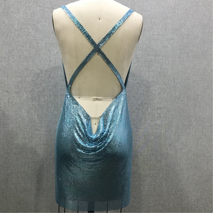 ชุดเดรสตาข่ายสีน้ำเงินเมทัลลิกแฟชั่นสไตล์ <span class=keywords><strong>Paco</strong></span> <span class=keywords><strong>Rabanne</strong></span> รุ่น Shiny Sky - Product Image 4