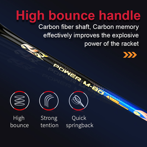 神童<span class=keywords><strong>M</strong></span>-80 6U 70-75G黑色定制全碳纤维羽毛球拍 - Product Image 3