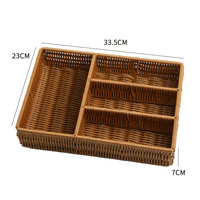 Porte-couverts en rotin PP tressé à la main, de qualité alimentaire, imperméable, panier séparateur pour couteaux, fourchettes et baguettes, pour restaurant et table à manger