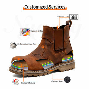 Рабочие ботинки с металлическим подноском, защитой от проколов и ударов, унисекс, верх из натуральной кожи, подошва из резины, для горнодобывающей промышленности и строительства - Product Image 4