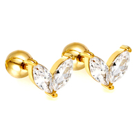 Boucles d'oreilles ZSZL pour femmes en acier inoxydable 6,6*5,8 mm, boules en acier, petites boutons de semis, diamants blancs brillants, accessoires d'oreille