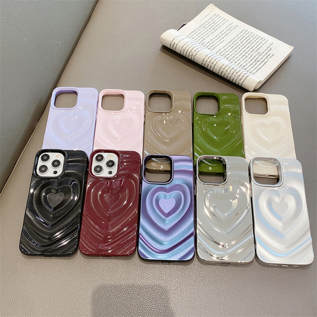 Trending Women 3D Love Heart Phone Case for iPhone 14 13 12 15 16 Pro Max 11 Shockproof Protective Phone Cover