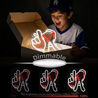 Lumière néon LED USB multicolore à intensité variable avec motif gestuel de baseball LA, pour décoration murale ou de fenêtre, idéale pour la maison, les bars, les pubs, les fêtes et les mancaves.