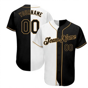 Op maat gemaakt zwart wit honkbalshirt heren korte mouw gesublimeerde print ademend polyester teamnaam 00 voor- en achterkant ontwerp - Product Image 1