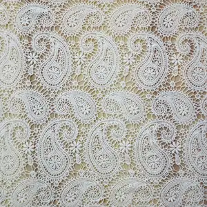 Fashion Paisley Embroidered Lace Water Soluble Polyester Milk Fiber Lace Fabric For Dress Blouse T-shirt
