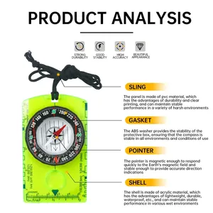 La bàn đa chức năng bằng kim loại chuyên nghiệp dành cho đi bộ đường dài, leo núi, thời trang, chống thấm nước, túi nhựa đựng, kim chỉ hướng dẫn đường - Product Image 6