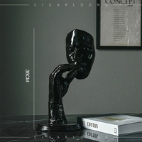 Sculpture créative en résine d'art humain, style rétro abstrait, personne fumant, vente en gros, décoration de salon, bureau, maison, idéale pour un cadeau