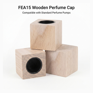 Capuchon de parfum carré en bois WeWood du Vietnam avec logo personnalisé FEA15, bouchon pompe en bois, fermeture cube, emballage multicolore, vente en gros - Product Image 1