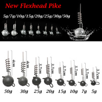 Nouveaux leurres de pêche Flexhead 5g 7g 10g 15g 20g 25g 30g 50g avec plombs à bille à visser pour brochet, vers souples, shad et swimbait