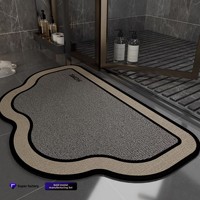 Tapis de sol de salle de bain antidérapant et absorbant, paillasson de douche, tapis d'entrée de toilettes résistant aux taches, en matériau de boue de diatomée, forme extraterrestre