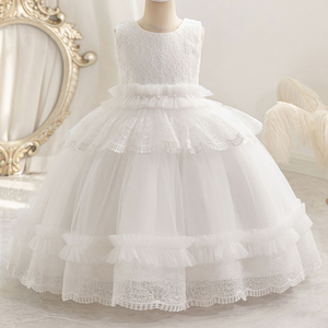 高品质无袖小女孩公主裙儿童钢琴表演特色褶边ODM批发可爱生日 - Product Image 3