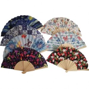 Abanicos Plegables de Bambú Pintados a Mano de Alta Calidad, Abanicos de Madera y Tela Personalizados, Artesanías Únicas - Product Image 1
